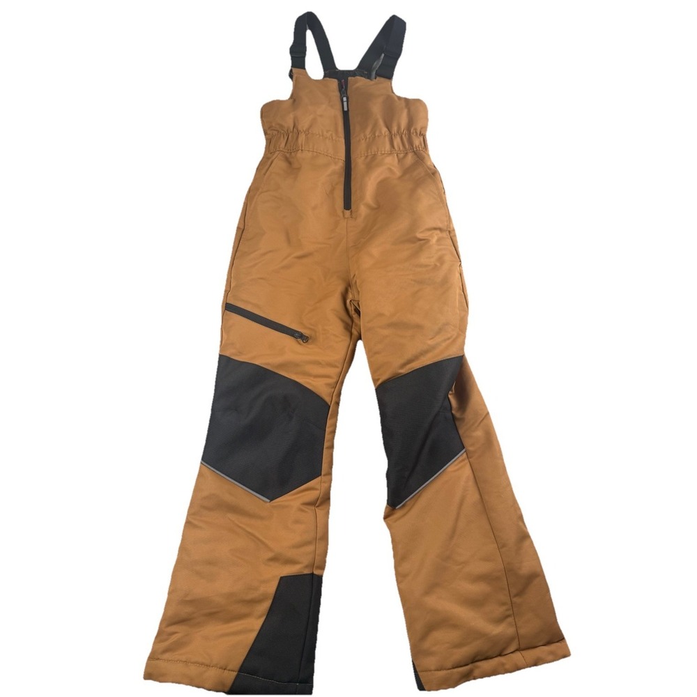 SwissTech Youth Snow Bibs Size M 8 Insulated Ski Snow Pants Brown Waterproof